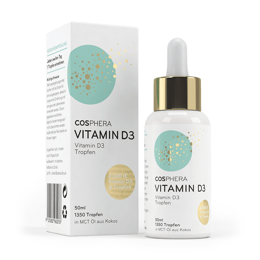 Cosphera Vitamin D3 Tropfen Flasche & Verpackung