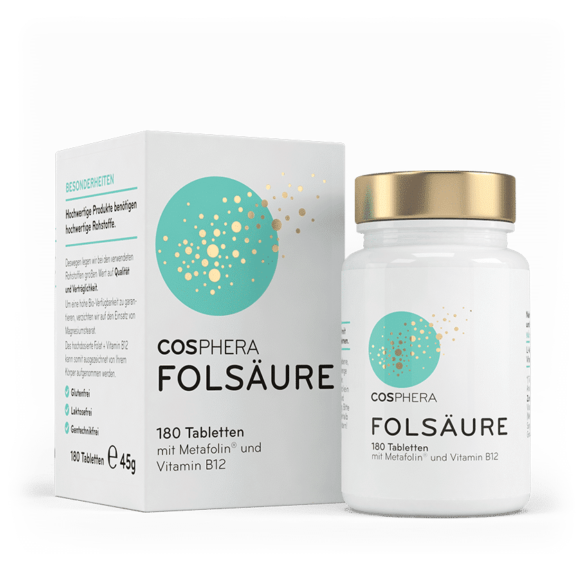 Cosphera Folsäure Tabletten - Dose mit Verpackung